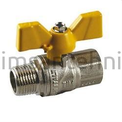 Газовый кран шаровый Никелированный TIM - 3/4 гайка/штуцер ручка желтая бабочка DE123H