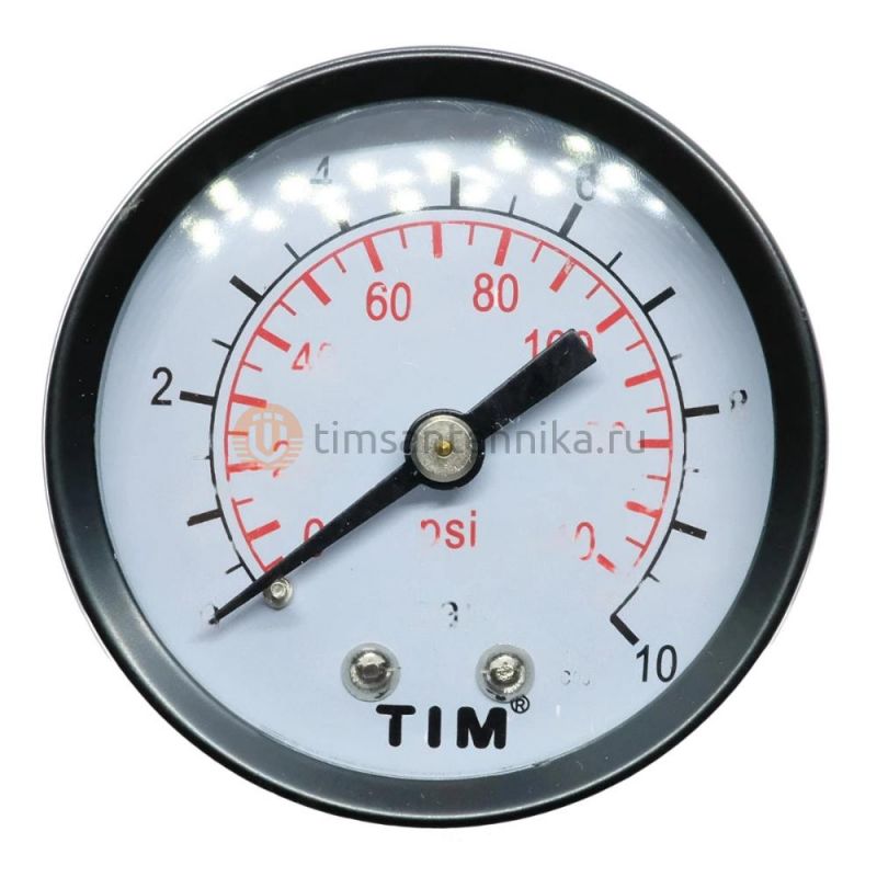 Манометр аксиальный TIM, корпус 50 мм, диапазон 0-10 бар, подключение 1/4 Y-50T-10 Y-50T-10