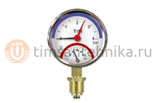 Термоманометр радиальный TIM 1/2 - 16 бар, 0 - 120 гр. Y-80-16