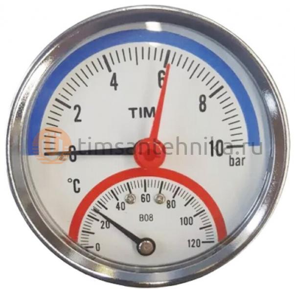 Термоманометр аксиальный TIM 1/2 - 16 бар, 0 - 120 гр. Y-80T-16