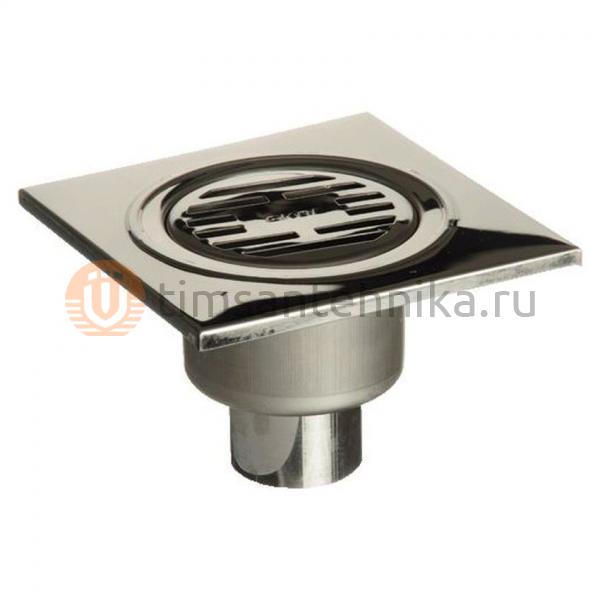 Трап с вертикальным выпуском TIM 150x150 из нержавеющей стали BAD021501