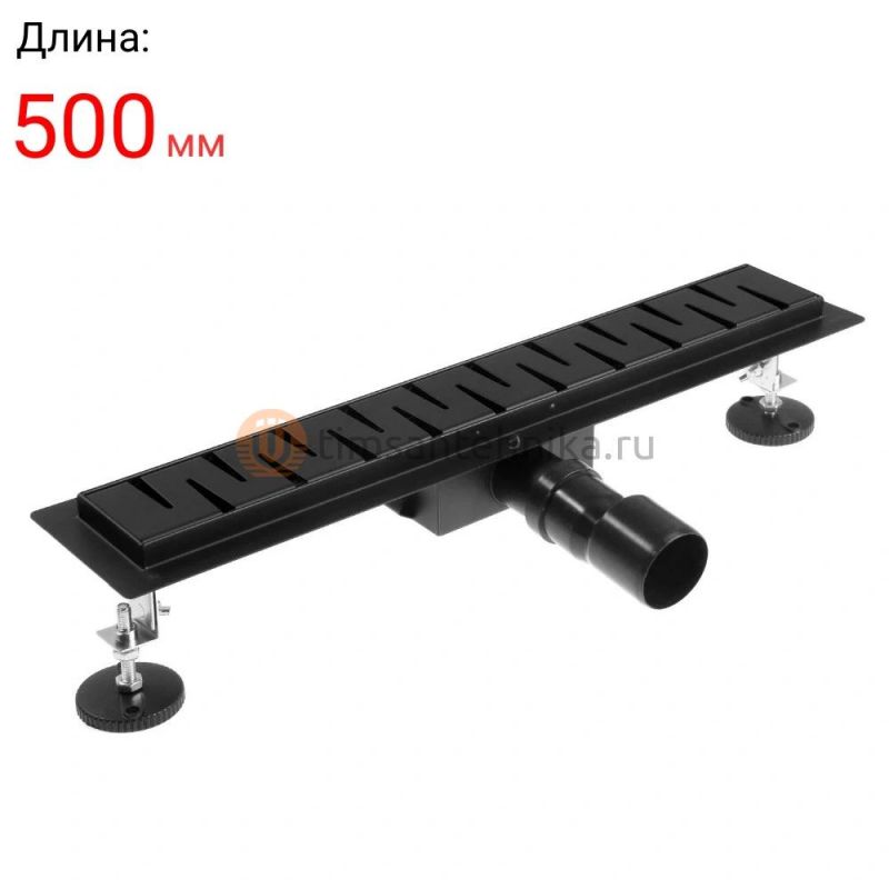 Душевой лоток TIM с черной решеткой (сухой + гидрозатвор) 70x500мм BAD465002BK