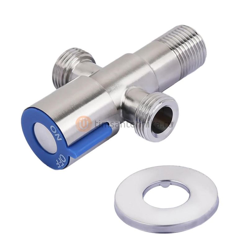 Кран трехпроходной TIM 1/2x1/2x1/2 нержавеющая сталь BL5855.02S
