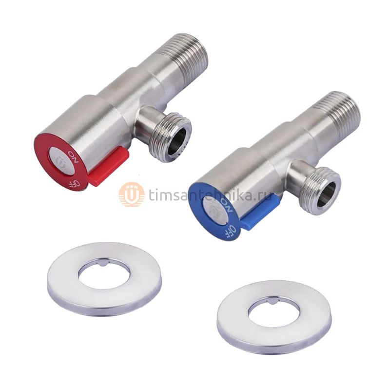 Кран угловой TIM 1/2x1/2 НР нержавеющая сталь (пара) BL5854.02S