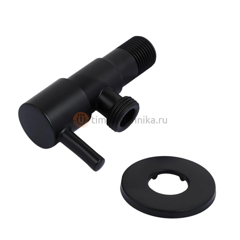 Кран угловой TIM 1/2x1/2 НР нержавеющая сталь (Черный матовый) BL5825S.BK