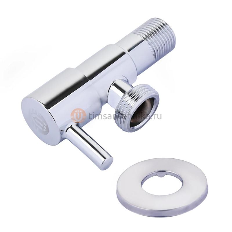 Кран угловой TIM 1/2x1/2 НР, нержавеющая сталь (хром) BL5825S