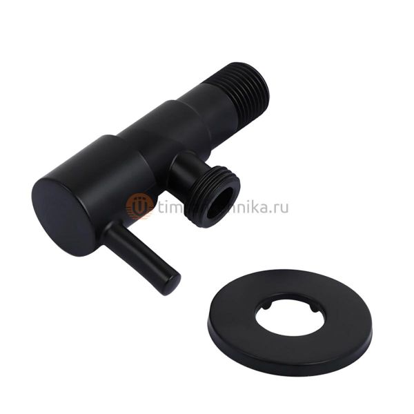 Кран угловой TIM 1/2x3/4 НР нержавеющая сталь (Черный матовый) BL5826S.BK