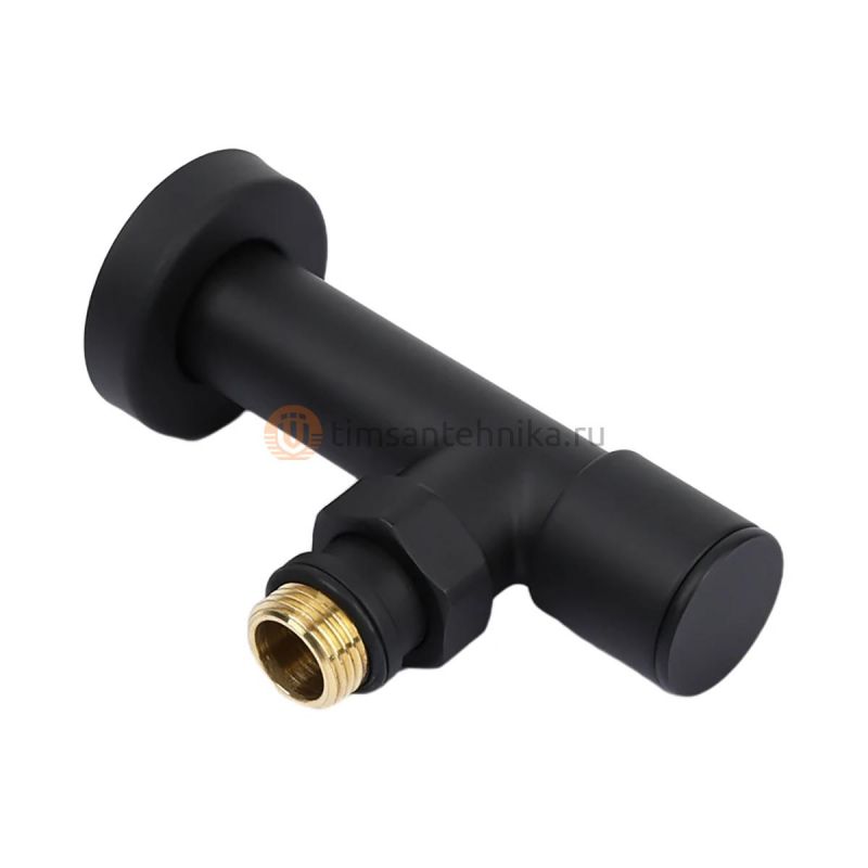 Вентили для полотенцесушителя TIM угловые, круглые, черные 1/2x1/2 KV01-LMM022B